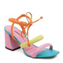 Sandália Salto Bloco Dakota com amarração e tiras coloridas Ballet/Cidreira/Citrus Ref.: Z9451