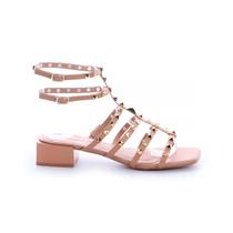 Sandália Salto Bloco Daya Spikes Nude Sandália Salto Bloco Daya Spikes Nude