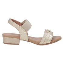 Sandália Salto Bloco Elástico de Couro Feminino Usaflex AI27013008 Dourado Sandália Salto Bloco Elástico de Couro Feminino Usaflex AI27013008 Dourado