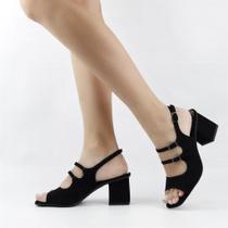 Sandália Salto Bloco Fivelas