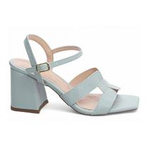 Sandália Salto Bloco Grosso 7 cm Verde Elegante Moderna Laranja Verão Azul Luxo Rosa Confortável