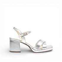 Sandália Salto Bloco Metalizada