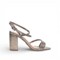 Sandália Salto Bloco Metalizada