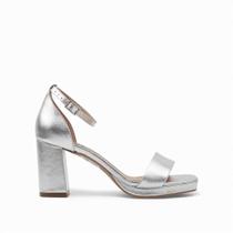 Sandália Salto Bloco Metalizada