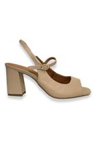 Sandália Salto Bloco Nude Couro J.A Shoes Sandália Salto Bloco Nude Couro J.A Shoes