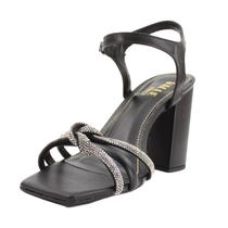 Sandália salto bloco preto moda tendência casual valle shoes