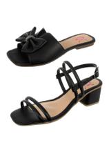 Sandália Salto Bloco Tiras Duplas + Rasteira Rasteirinha Laço Preto Bellinda Shoes Sandália Salto Bloco Tiras Duplas + Rasteira Rasteirinha Laço Preto Bellinda Shoes
