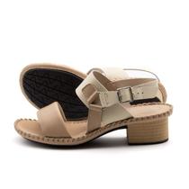 Sandália Salto Clarita em Couro Alfa Off White - 16126AO