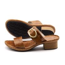 Sandália Salto Clarita em Couro Crush Caramelo - 16128CC