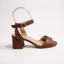 Sandália Salto Couro Flay Terracota Dani Duran 93202