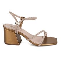 Sandália Salto Feminino Bloco Tiras Delicada Versátil Moderna Moda Verão