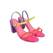 Sandalia Salto Feminino Colors Pink Azul Vermelho Fresh e Iris