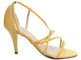 Sandália Salto Fino Ato Numeração Especial Grande Amarelo Arrasadora