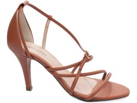 Sandália Salto Fino Ato Numeração Especial Grande Caramelo Arrasadora