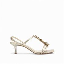 Sandália Salto Fino Metalizada