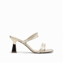 Sandália Salto Fino Metalizada