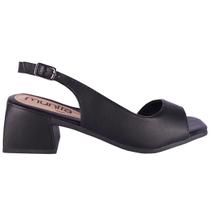 Sandália Salto Geometrico Peep Toe Slingback Bico Quadrado