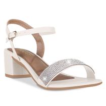 Sandália Salto Grosso Casual Confortável Moda Brilho Strass
