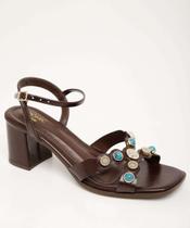 Sandália Salto Grosso Feminina Pedras Sintéticas-59144