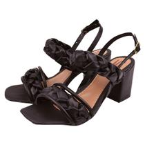 Sandália Salto Grosso Quadrado Delicado Trança Sandália Salto Grosso Quadrado Delicado Trança