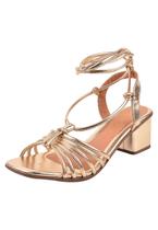 Sandália Salto Grosso Rosa Chic Calçados Feminino Salto Baixo Bloco Amarração Bico Quadrado Dourado Sandália Salto Grosso Rosa Chic Calçados Feminino Salto Baixo Bloco Amarração Bico Quadrado Dourado