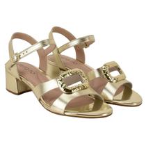 Sandalia salto medio beira rio dourado brilho 8345.645 -