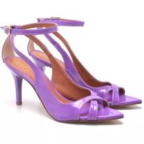 Sandália Salto Médio Feminina Bico Folha Verniz Iris Sandália Salto Médio Feminina Bico Folha Verniz Iris