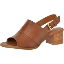 Sandalia Salto Quadrado Flor de Couro Marrom Confortável Feminina Pronta Entrega Artesanal Antiderrapante Social Esporte Conforto e Moda em Cada Passo