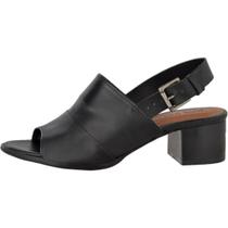 Sandalia Salto Quadrado Flor de Couro Preta Confortável Feminina Pronta Entrega Artesanal Antiderrapante Social Esporte