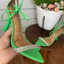 Sandália Salto Taça Bico Folha com Strass Sandália Salto Taça Bico Folha com Strass