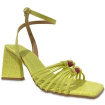 Sandália Salto Triângulo Croco Lemon Amarelo