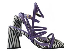 Sandália Salto Triângulo Zebra Tiras Roxo Sandália Salto Triângulo Zebra Tiras Roxo