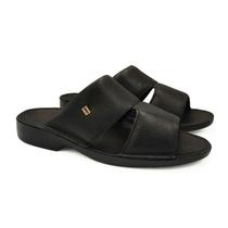 Sandália Samello Uno Preta Masculina Couro Natural Tradicional Anatômica