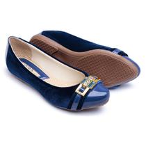 Sandália Sapatilha Feminina Bico Redondo Azul De Luxo Moda Qualidade Conforto Sandália Sapatilha Feminina Bico Redondo Azul De Luxo Moda Qualidade Conforto