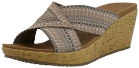 Sandália Skechers Beverlee-Delighted Natural Multi Anabela 6,5 cm