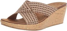 Sandália Skechers Beverlee Delighted Trançada Natural com Anabela de 6,35 cm