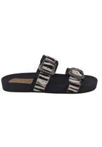 Sandalia Slide Aine Em Couro Animal Print Zebra - Tamanhos Especiais