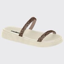 Sandália Slide Feminina Flatform Papete Strass Moleca 5507.100.28373
