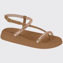 Sandália Slide Feminina Flatform Papete Tiras Brilhante Moleca 5499.105.28281