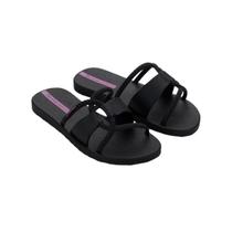 Sandália Slide Feminino Ipanema Gaspea Preto/Lilás