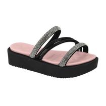 Sandália Slide Plataforma Infantil Feminina com Strass Molekinha