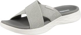 Sandália Slide Skechers On-the-Go 600 Glistening Silver Feminina Sandália Slide Skechers On-the-Go 600 Glistening Silver Feminina