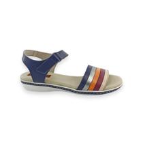 Sandália Soft Gel Confortável em Couro Navy J.Gean Fivela Sandália Soft Gel Confortável em Couro Navy J.Gean Fivela