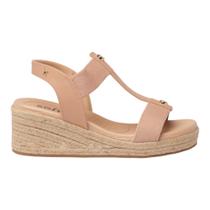 Sandália Softli Anabela Espadrille Salto Médio Elástico