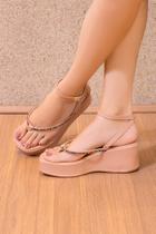 Sandália Sola Anabela Plataforma Papete Peep Toe Confort Tira Stras Colorido Ref 2115 Sandália Sola Anabela Plataforma Papete Peep Toe Confort Tira Stras Colorido Ref 2115