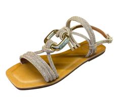 Sandália strass champagne couro Cris oliveira 3484