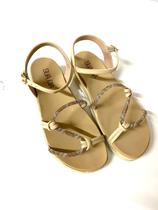 Sandália sua cia super leve com tiras strass areia 835915508