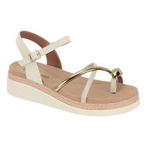 Sandália Tamanco Casual Feminino Flatform Beira Rio 8575.103 Branco Off Dourado Sandália Tamanco Casual Feminino Flatform Beira Rio 8575.103 Branco Off Dourado