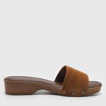 Sandália Tamanco Feminino Salto Bloco Beira Rio - Caramelo