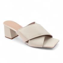 Sandália Tamanco Feminino Salto Grosso Off White Cultha -